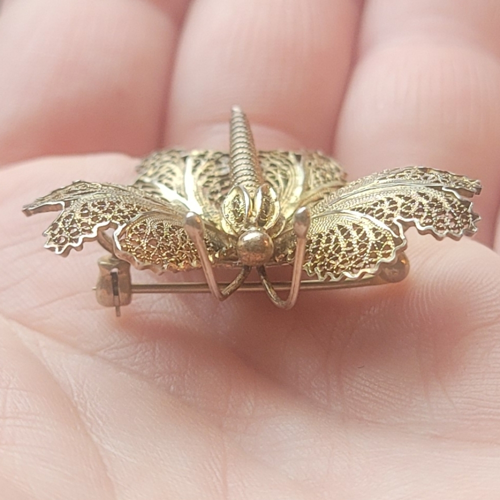 Topazio Portugal Vintage sterling(925) gold vermeil butterfly 🦋 brooch